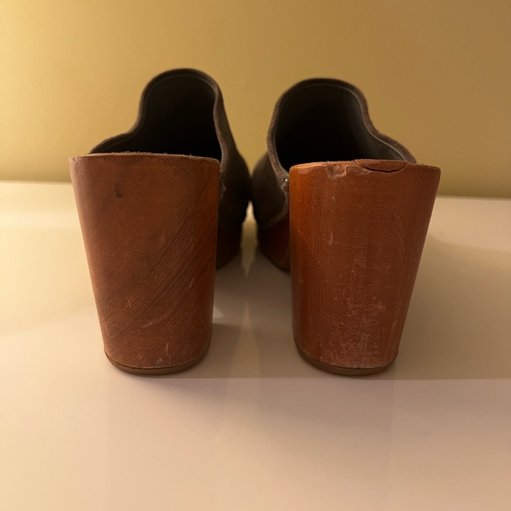 Charlotte Stone Taupe Suede Women's Clogs - Picture 5 of 10